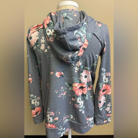Pinkblush Maternity floral grey long sleeve comfortable feminine hoodie size M - Picture 5 of 9